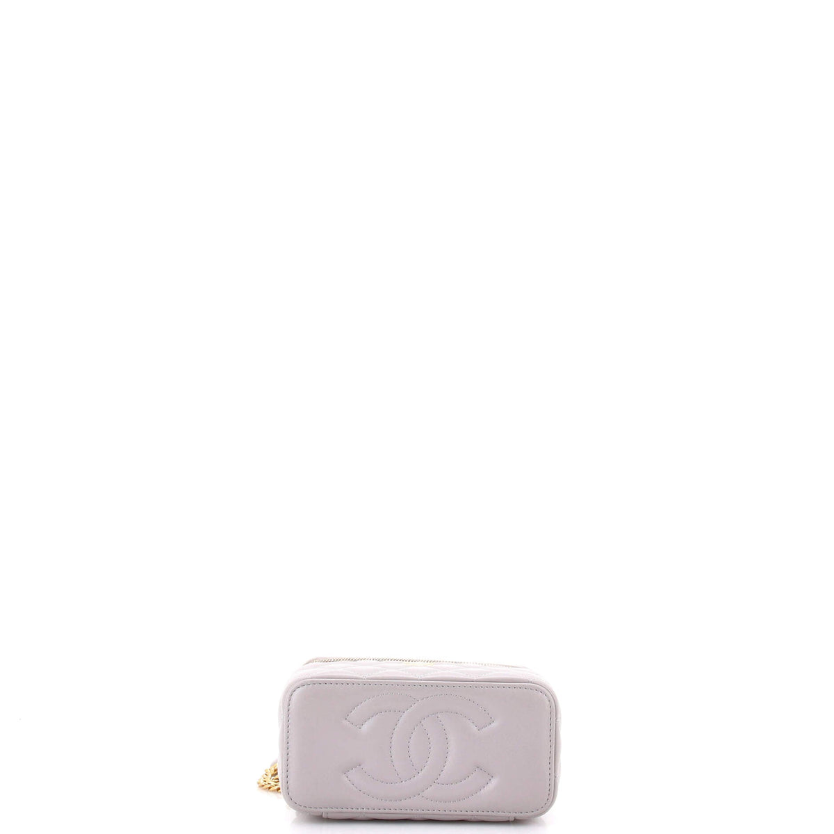 Classic Vanity Case with Resin Pearl Chain Quilted Lambskin Small