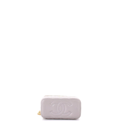 Classic Vanity Case with Resin Pearl Chain Quilted Lambskin Small