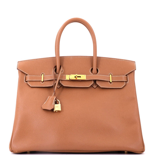 Birkin Handbag Gold Courchevel with Gold Hardware 35