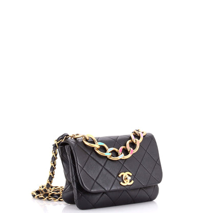 Color Match Multicolor Flap Bag Quilted Lambskin Small