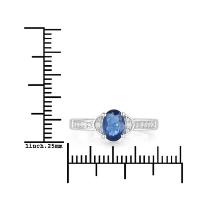 1.95 Ct Oval Blue Sapphire Diamond Prong 10k Gold Pave Bridge Ring