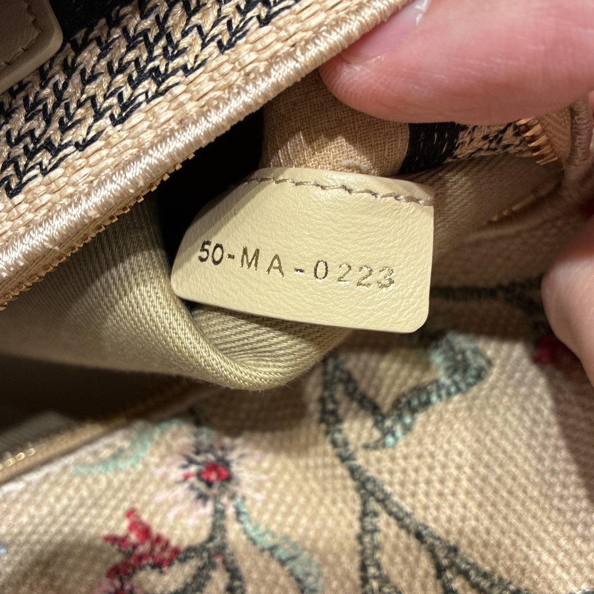 Lady D-Lite Bag Embroidered Raffia Medium