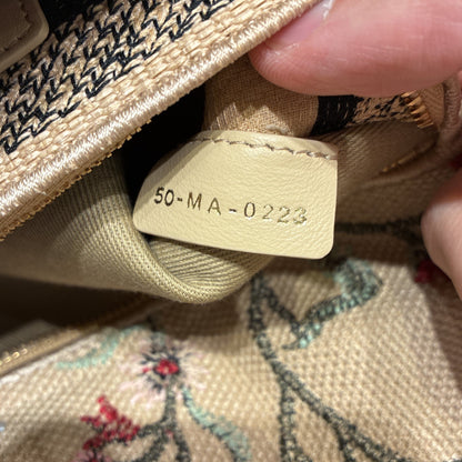 Lady D-Lite Bag Embroidered Raffia Medium