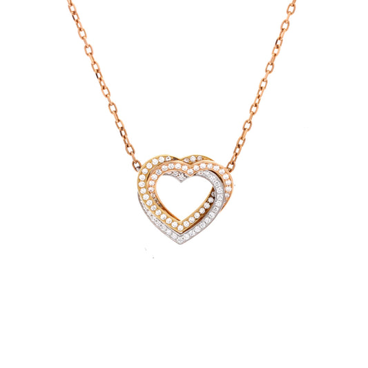 Trinity de Cartier Heart Pendant Necklace 18K Tricolor Gold with Pave Diamonds