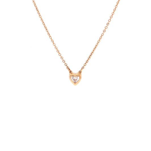 Elsa Peretti Diamonds By The Yard Heart Pendant Necklace 18K Rose Gold and Diamond