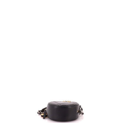 19 Round Clutch with Chain Quilted Leather