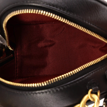 19 Round Clutch with Chain Quilted Leather