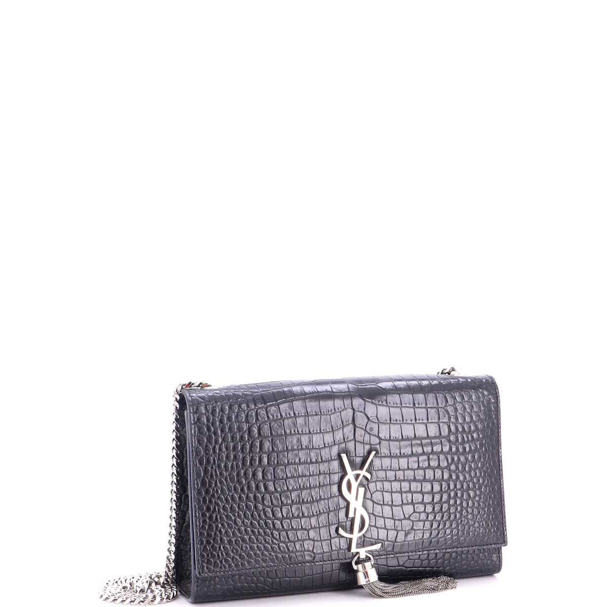 Classic Monogram Tassel Crossbody Bag Crocodile Embossed Leather Medium