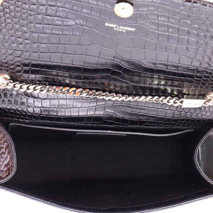 Classic Monogram Tassel Crossbody Bag Crocodile Embossed Leather Medium