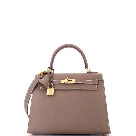 Kelly Handbag Etoupe Epsom with Gold Hardware 25