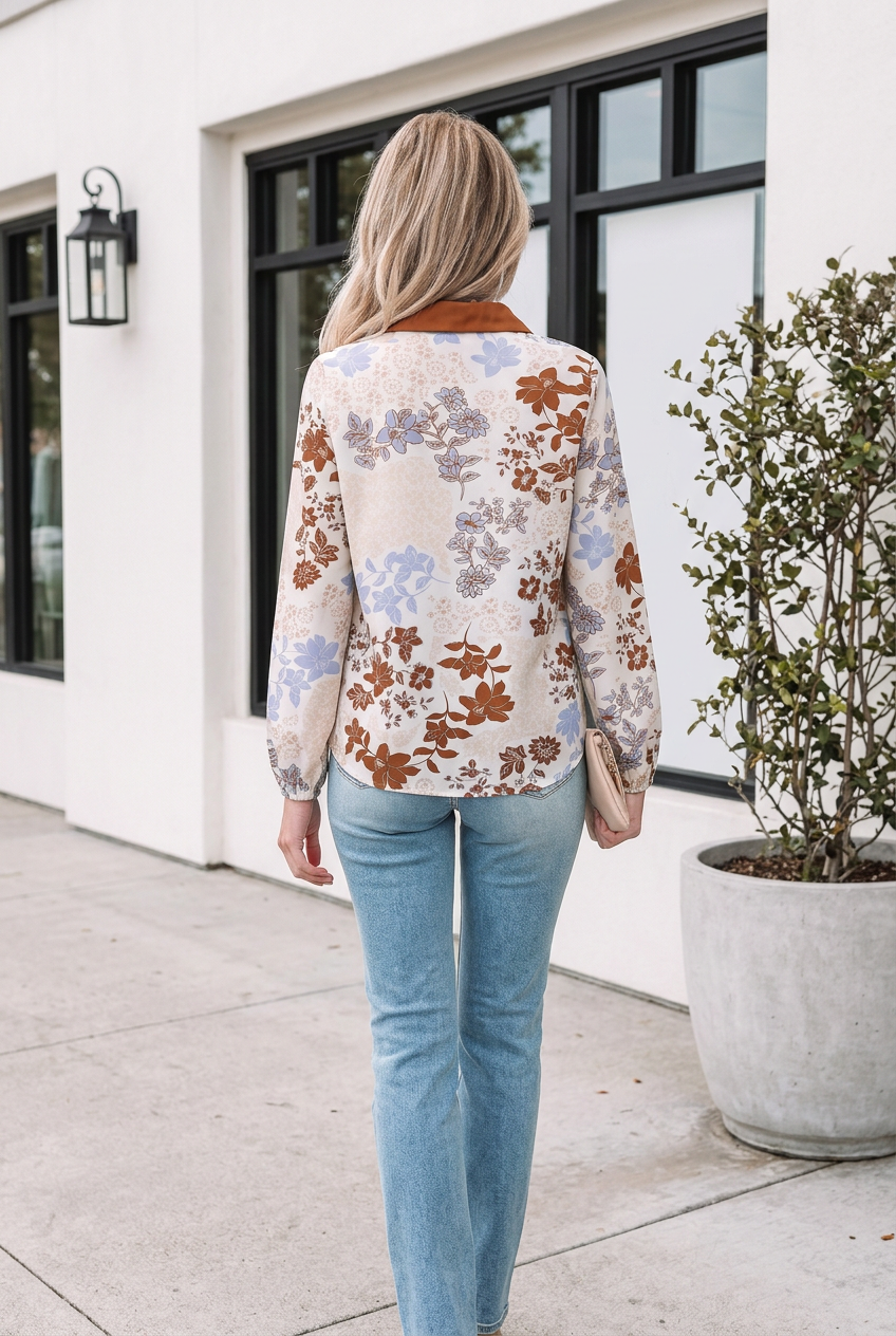 Threaded Pear Melina Long Sleeve Blouse Long Sleeve Top