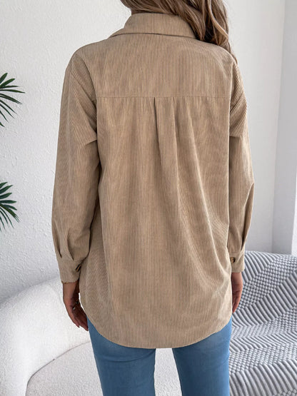 Casual Corduroy Button-Up Shacket