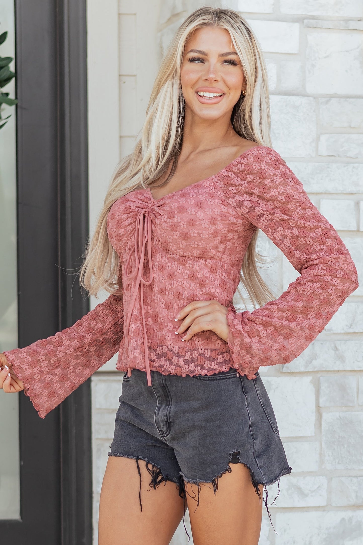 Threaded Pear Paloma Detail Floral Lace Blouse