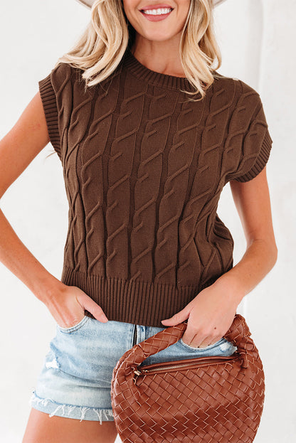 Threaded Pear Lyrajira Texture Short Sleeve Sweater