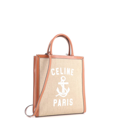 Vertical Cabas Tote Printed Canvas and Leather Small