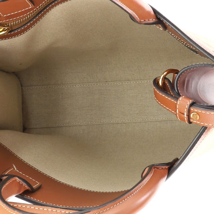Vertical Cabas Tote Printed Canvas and Leather Small