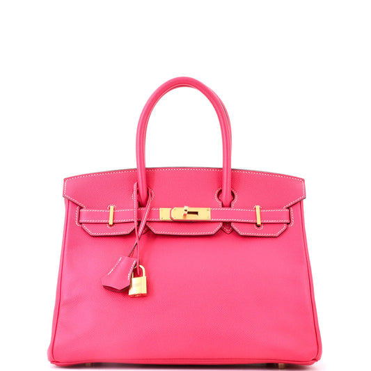 Birkin Handbag Rose Tyrien Epsom with Gold Hardware 30