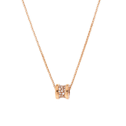 B.Zero1 Pendant Necklace 18K Rose Gold with Pave Diamonds Mini