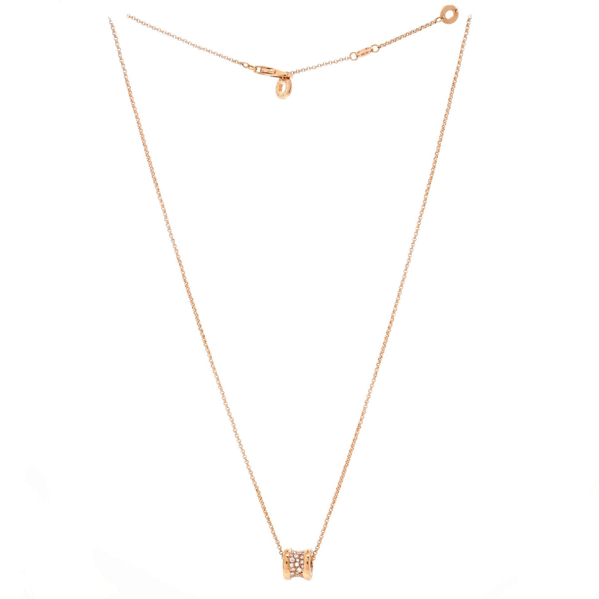 B.Zero1 Pendant Necklace 18K Rose Gold with Pave Diamonds Mini