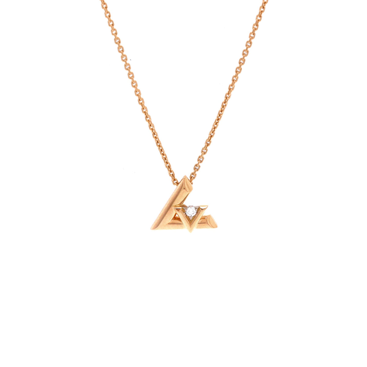 LV Volt One Pendant Necklace 18K Rose Gold with Diamond Small