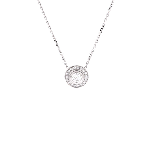 Cartier D'Amour Pendant Necklace 18K White Gold with Pave Diamonds 0.18-0.29CT