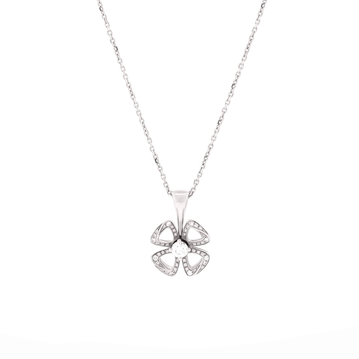Fiorever Pendant Necklace 18K White Gold with Diamonds