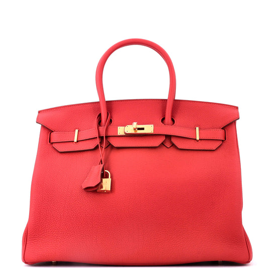 Birkin Handbag Vermillon Togo with Gold Hardware 35