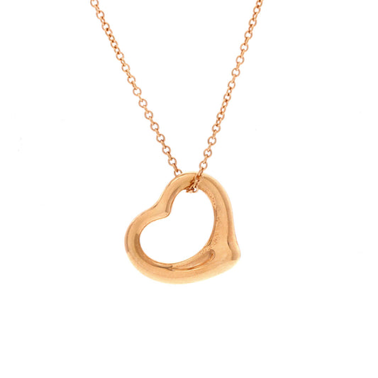 Elsa Peretti Open Heart Pendant Necklace 18K Rose Gold 16mm