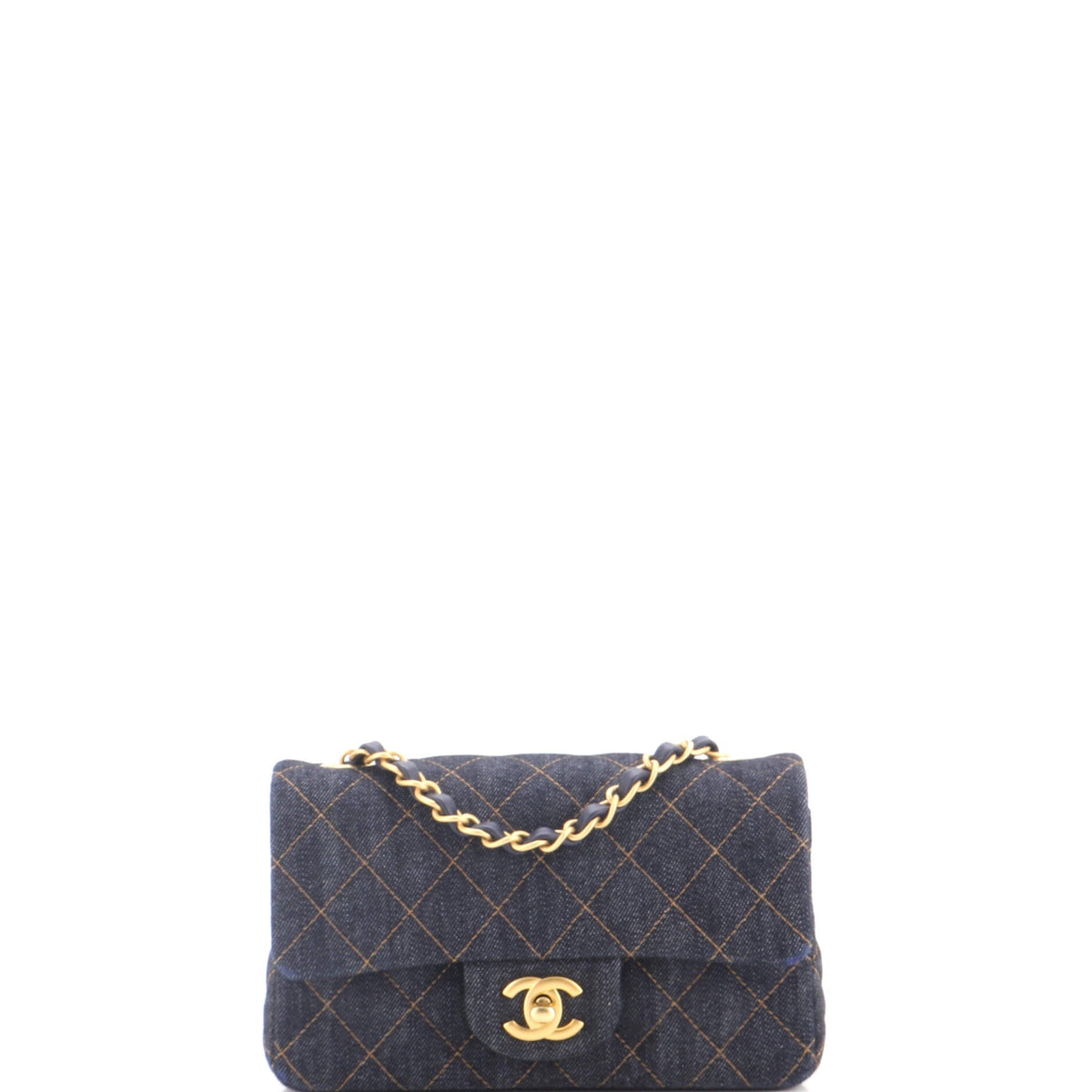 Classic Single Flap Bag Quilted Denim Mini