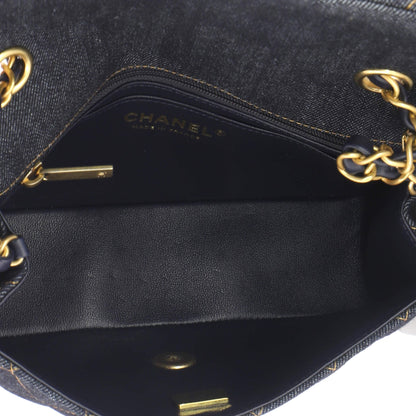 Classic Single Flap Bag Quilted Denim Mini