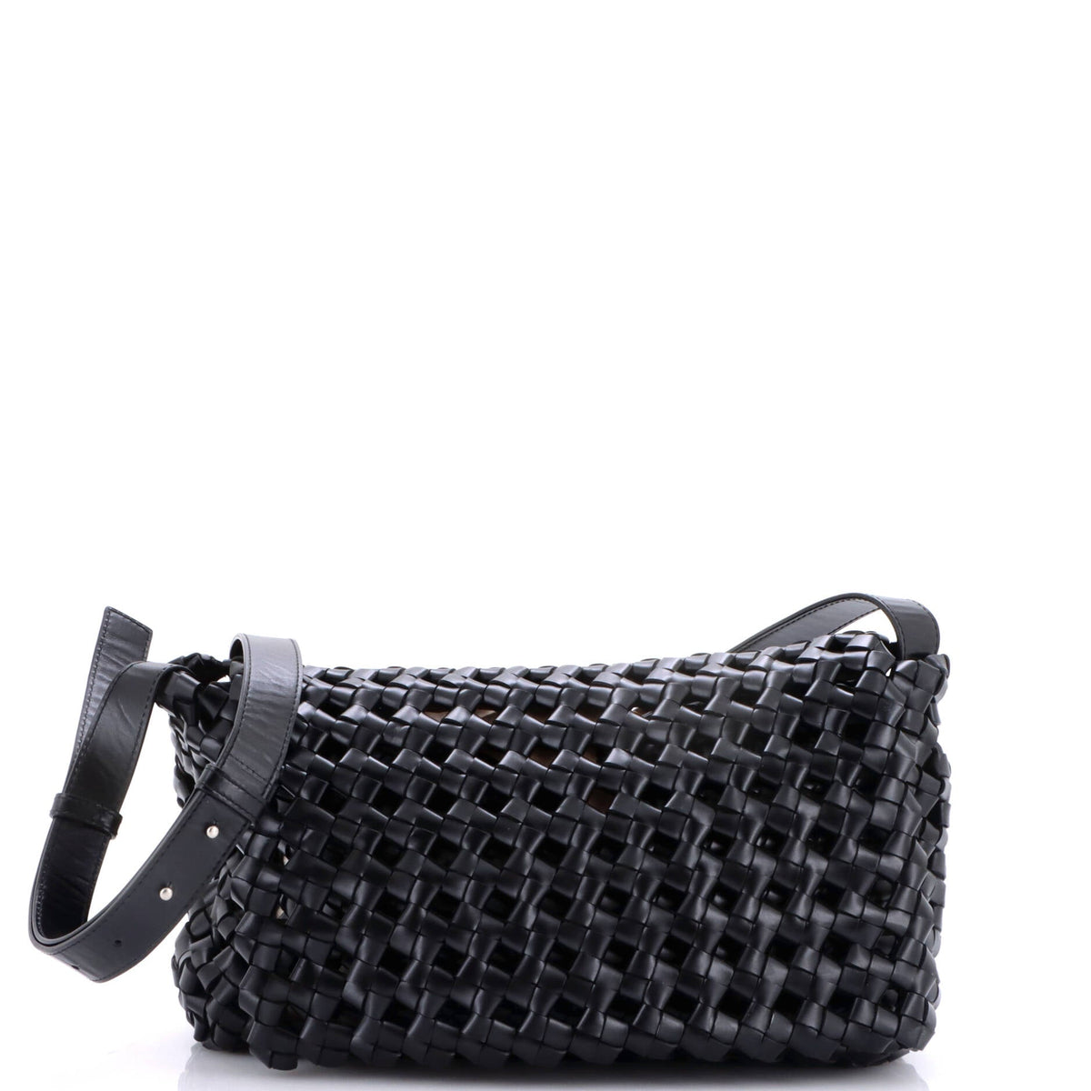 Window Flap Bag Knotted Intrecciato Leather
