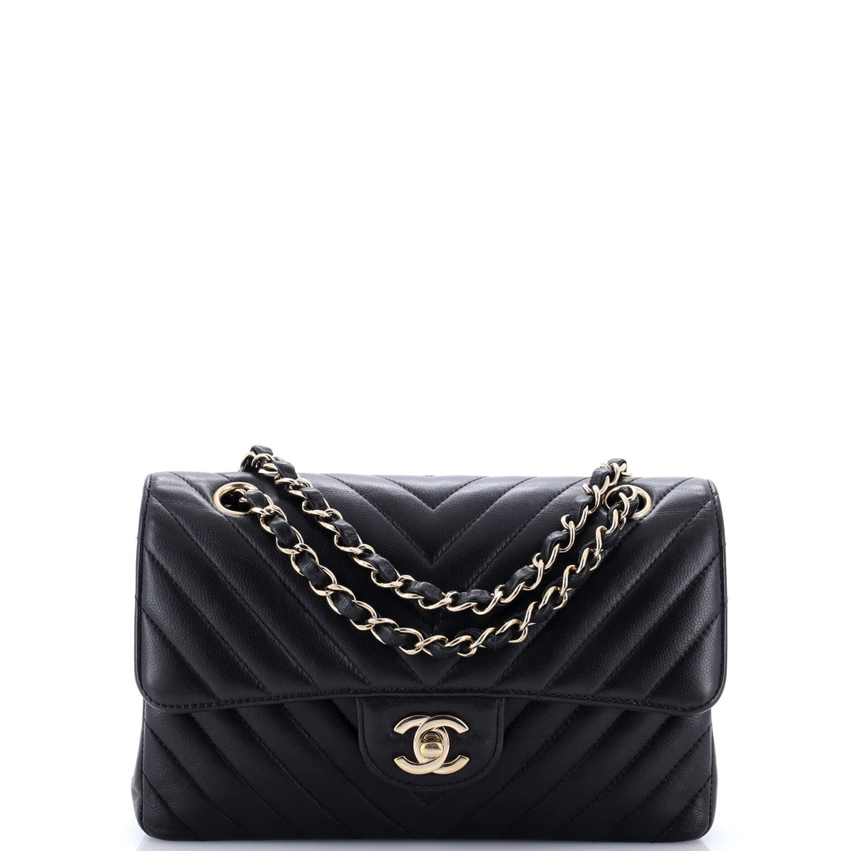 Classic Double Flap Bag Chevron Caviar Small