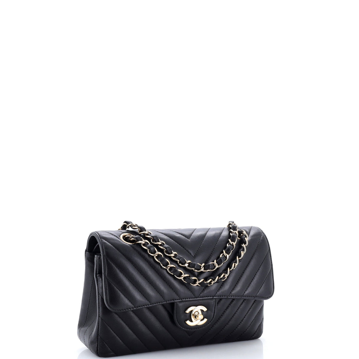 Classic Double Flap Bag Chevron Caviar Small