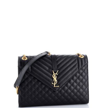 Classic Monogram Envelope Satchel Mixed Matelasse Leather Large
