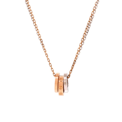 Love 3 Ring Pendant Necklace 18K Rose Gold and 18K White Gold with 6 Diamonds