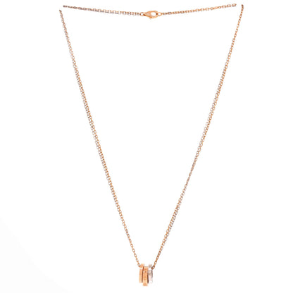 Love 3 Ring Pendant Necklace 18K Rose Gold and 18K White Gold with 6 Diamonds