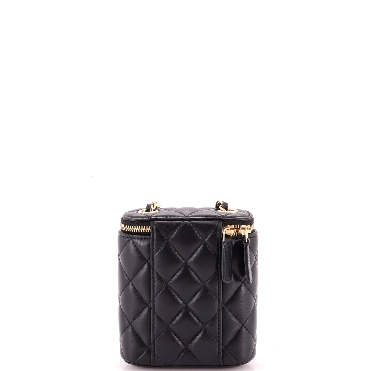 Vertical Classic Vanity Case with Chain Quilted Lambskin Small