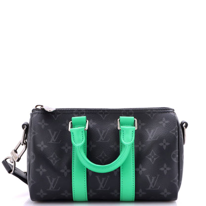 Keepall Bandouliere Bag Monogram Eclipse Canvas with Leather 25