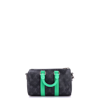 Keepall Bandouliere Bag Monogram Eclipse Canvas with Leather 25