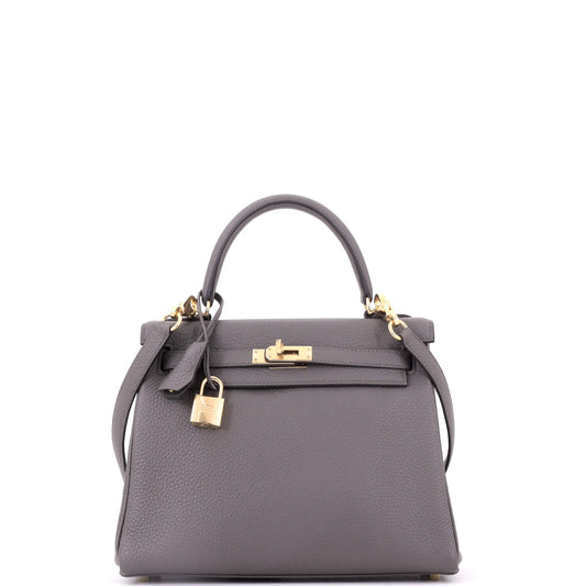 Kelly Handbag Etain Togo with Gold Hardware 25