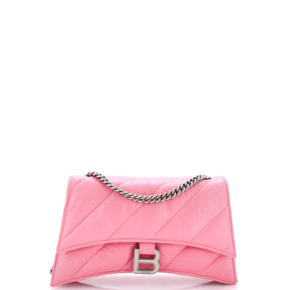 Crush Chain Flap Bag Quilted Crushed Calfskin Small