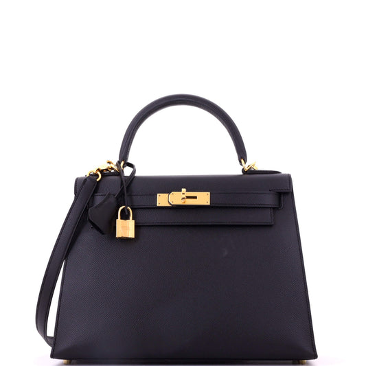 Kelly Handbag Noir Epsom with Gold Hardware 28