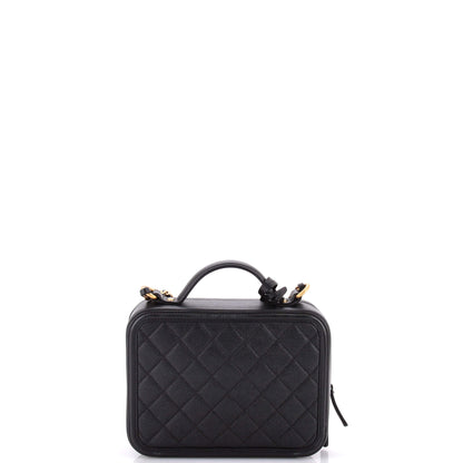 Filigree Vanity Case Quilted Caviar Medium