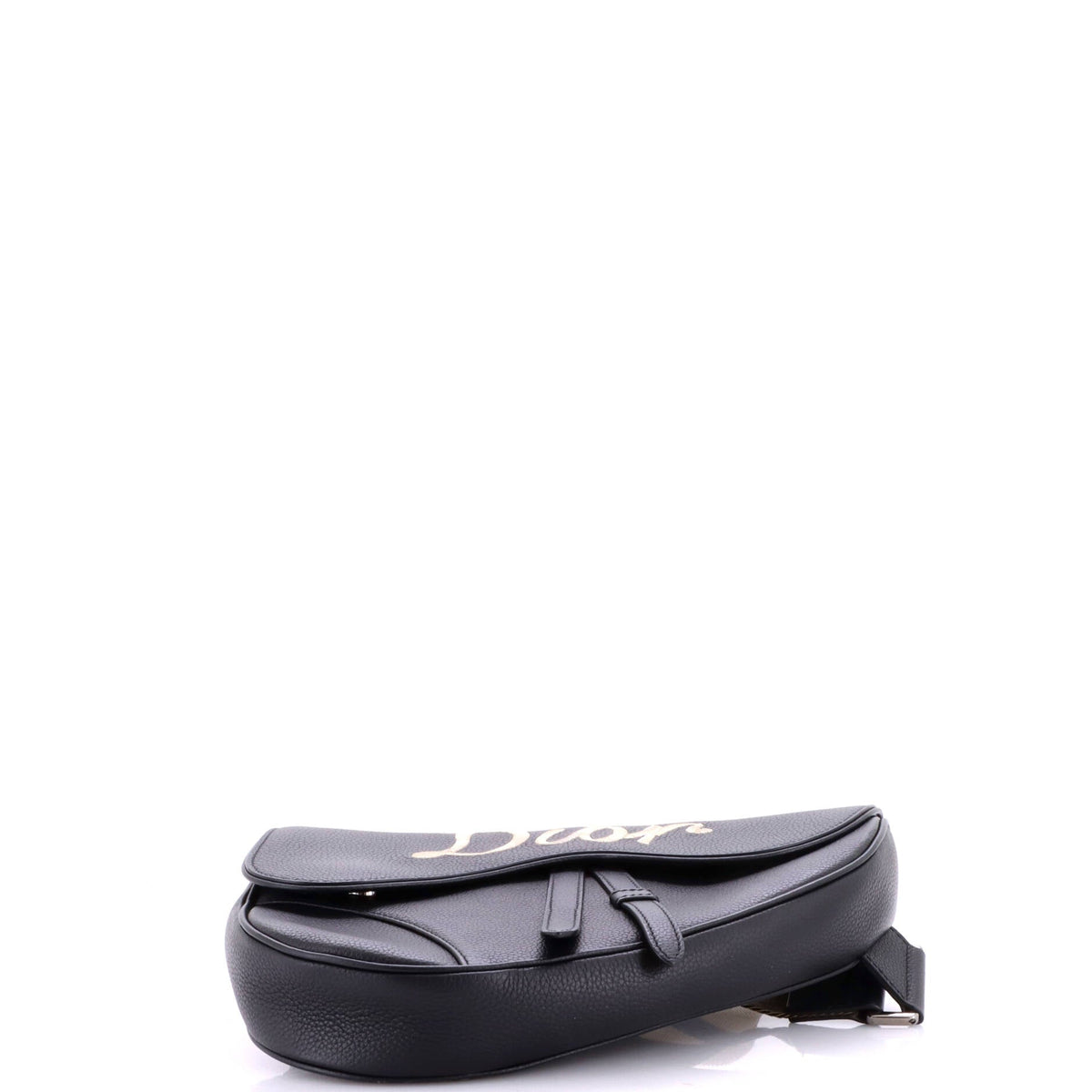 Saddle Crossbody Bag Logo Embroidered Leather