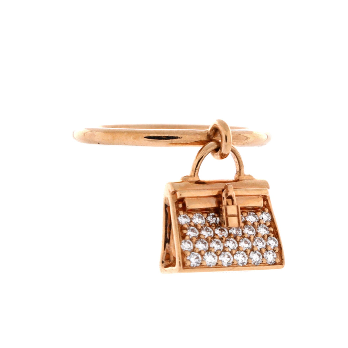 Kelly Amulette Ring 18K Rose Gold with Pave Diamonds