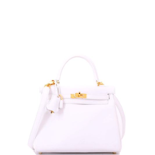 Kelly Handbag New White Swift with Gold Hardware 25