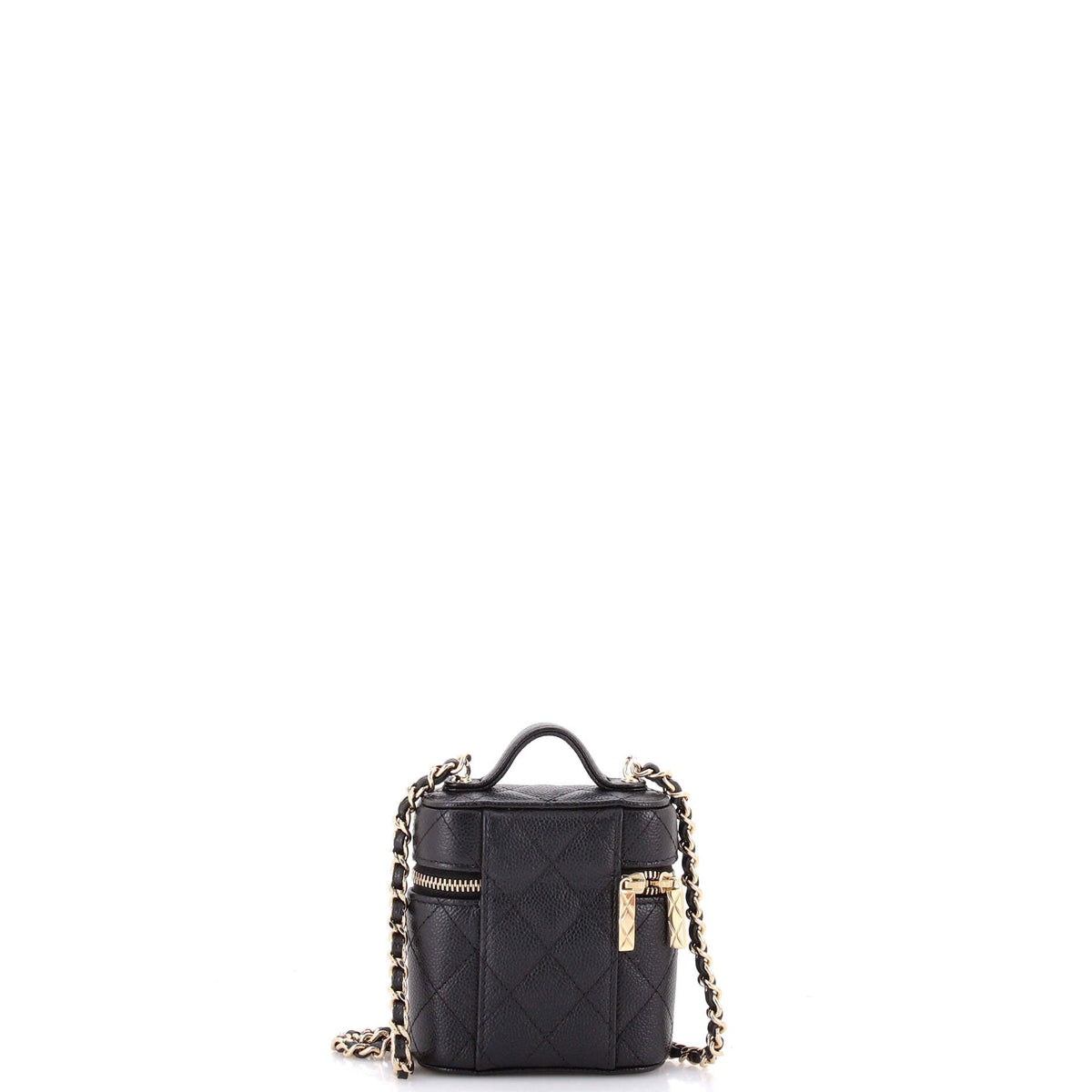 Handle with Care Vanity Case with Chain Quilted Caviar