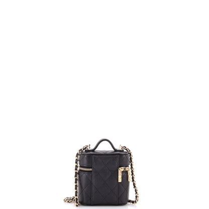 Handle with Care Vanity Case with Chain Quilted Caviar