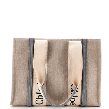 Woody Tote Canvas with Leather Medium
