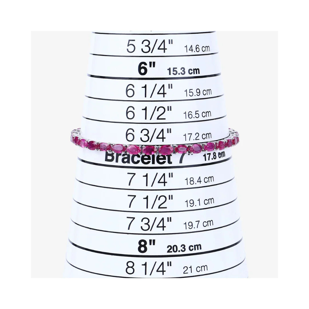 9.18 Ct Oval Pink Ruby Prong 10K Gold Inline Tennis Bracelet